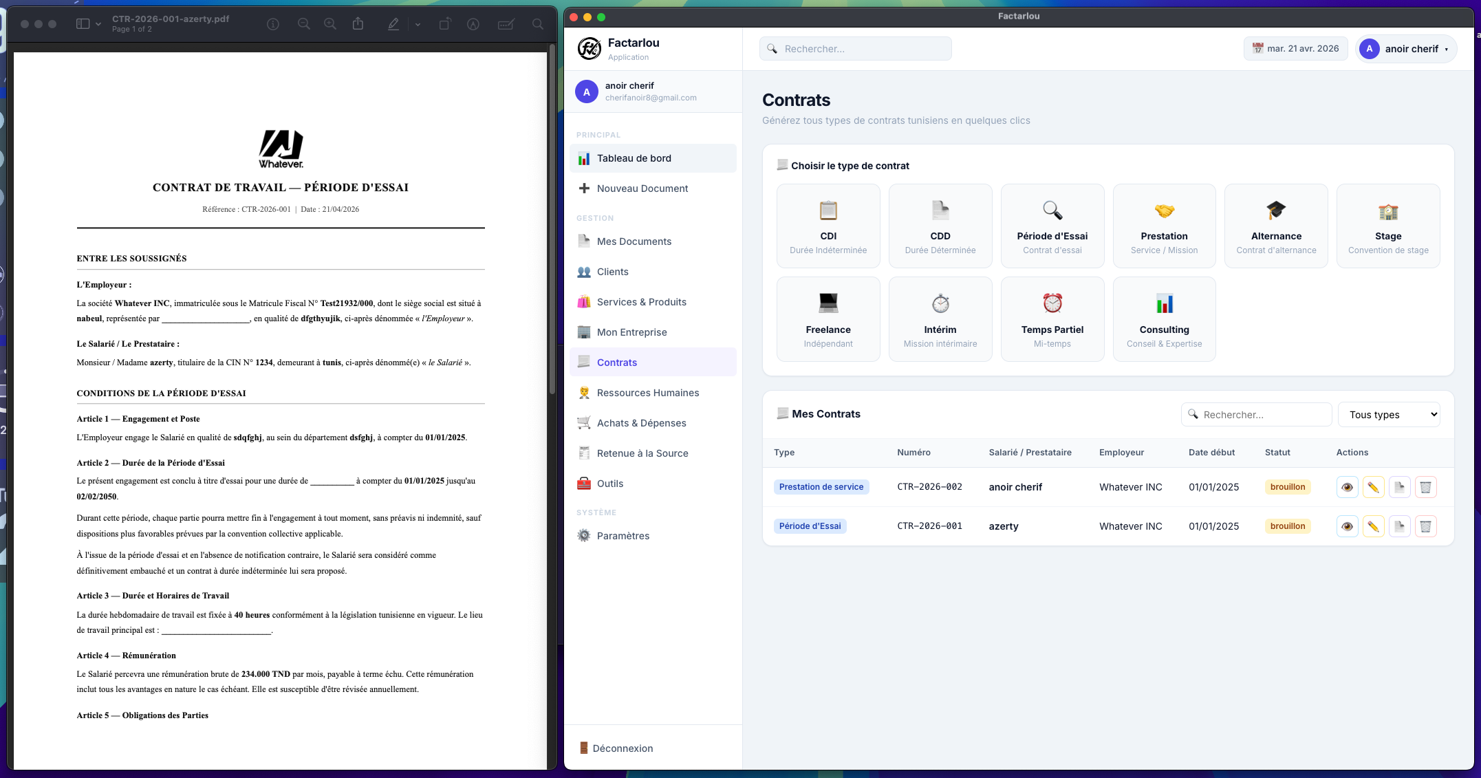 Générateur de Contrats Factarlou