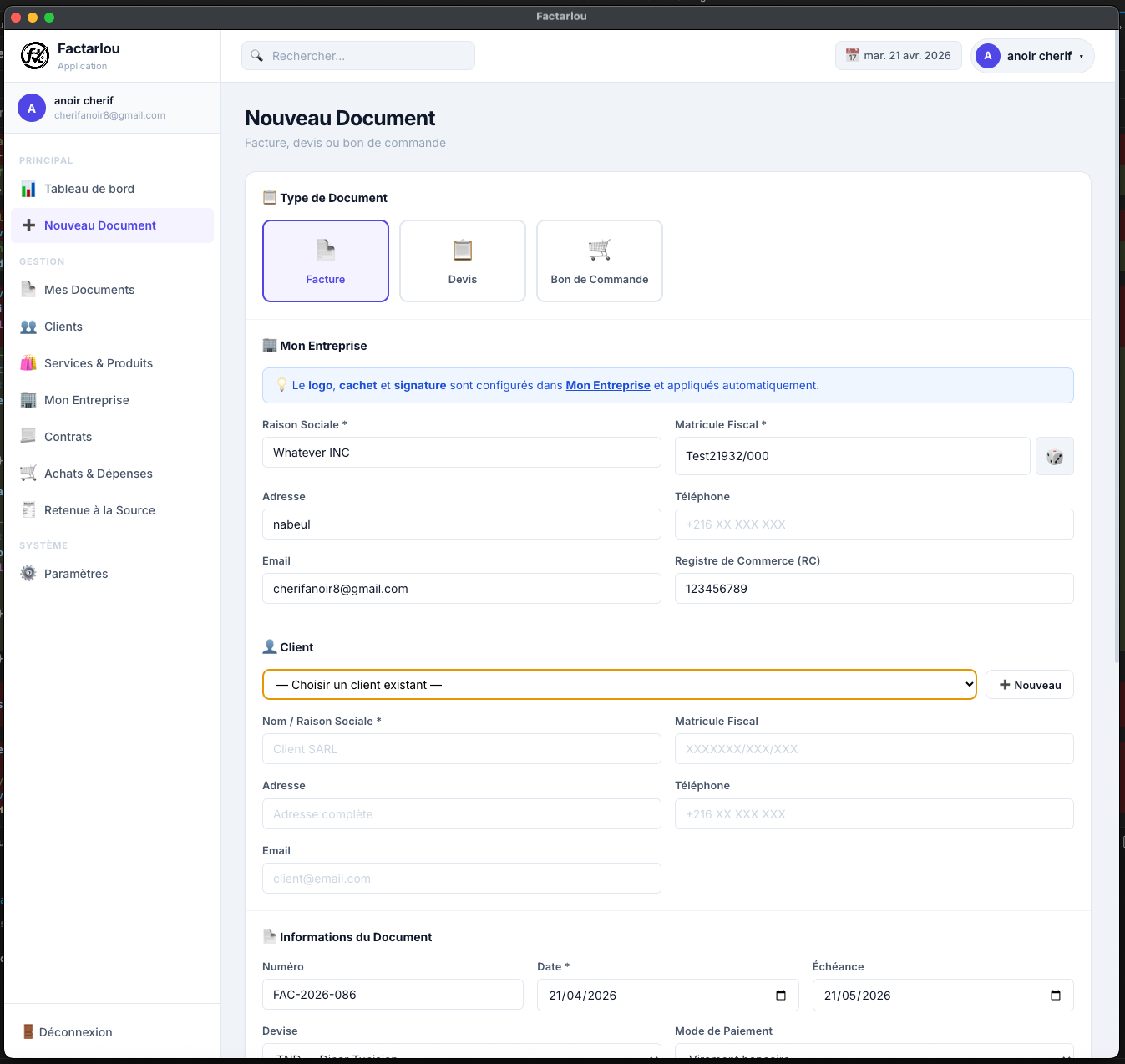 Éditeur de Factures